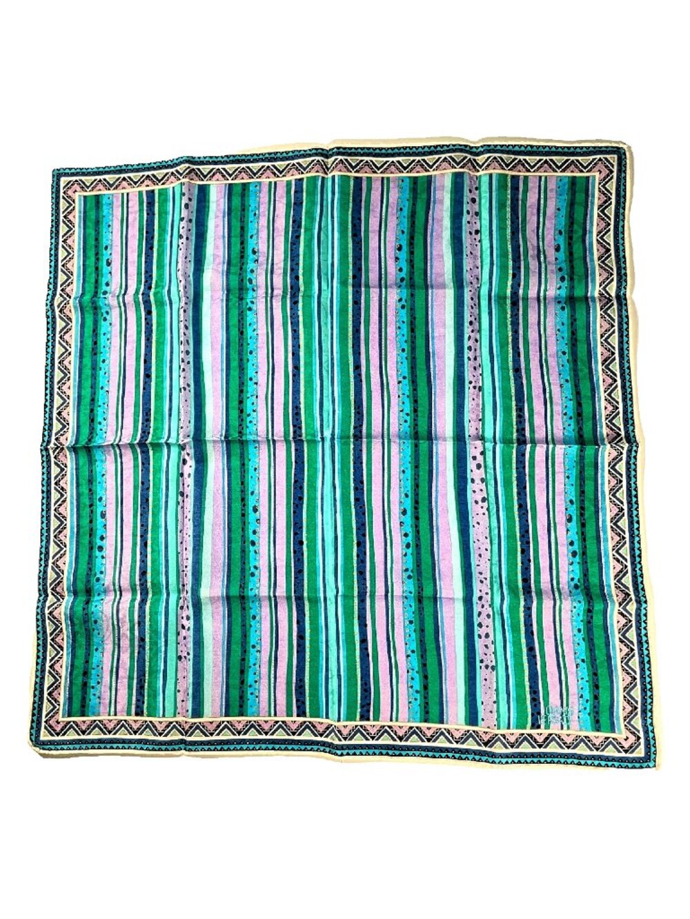 Vintage Versace Embroidered Logo Cotton Handkerchief Scarf Geometric Stripe
